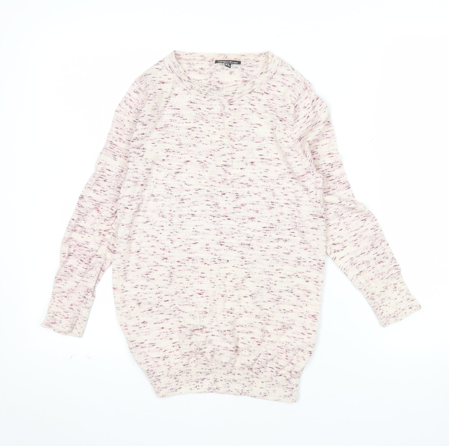 Warehouse Women Beige Cotton Knit Long Sleeve Pullover Jumper UK 8