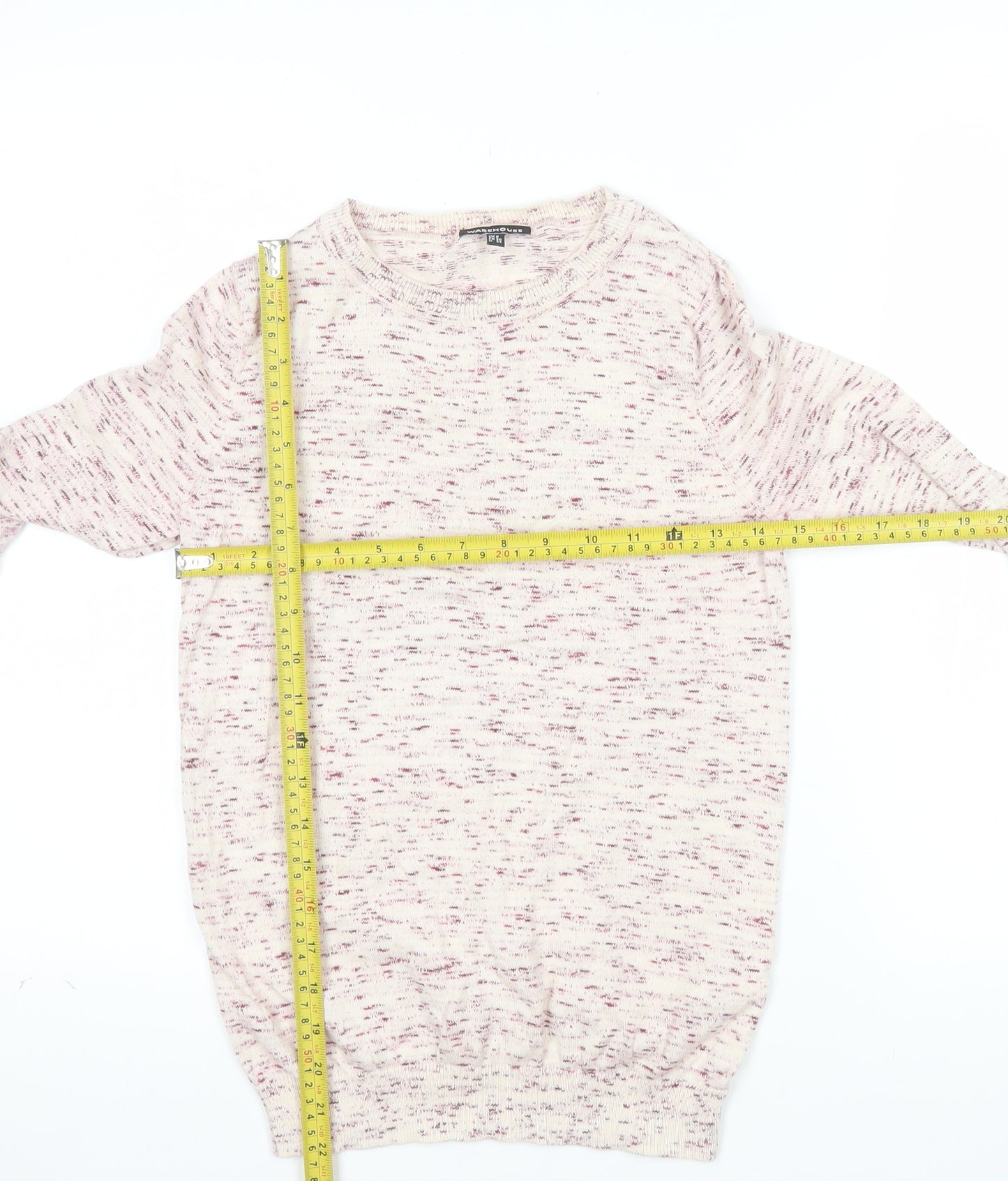 Warehouse Women Beige Cotton Knit Long Sleeve Pullover Jumper UK 8