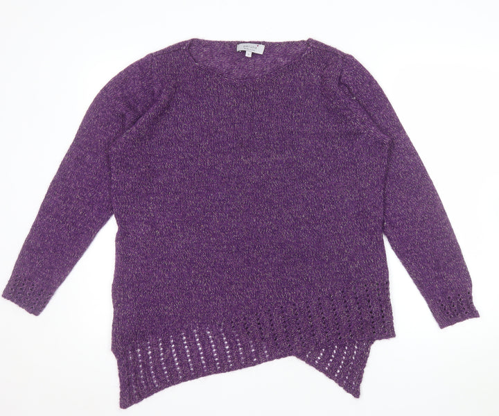 Marks and Spencer Per Una Women's Purple Knit Jumper Size 16