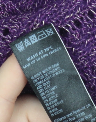 Marks and Spencer Per Una Women's Purple Knit Jumper Size 16