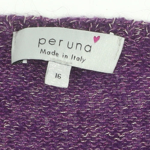 Marks and Spencer Per Una Women's Purple Knit Jumper Size 16