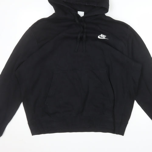 Nike Men's Black Pullover Hoodie L Fleece Logo Hooded Sweatshirt