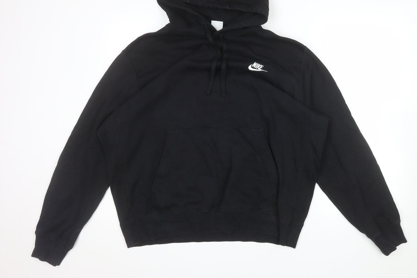 Nike Men's Black Pullover Hoodie L Fleece Logo Hooded Sweatshirt