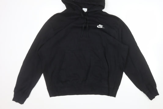 Nike Men's Black Pullover Hoodie L Fleece Logo Hooded Sweatshirt