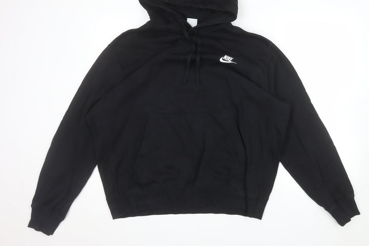 Nike Men's Black Pullover Hoodie L Fleece Logo Hooded Sweatshirt