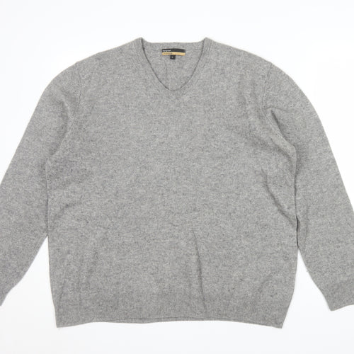 Marks and Spencer Men’s Grey XL Pure Cashmere V-Neck Jumper