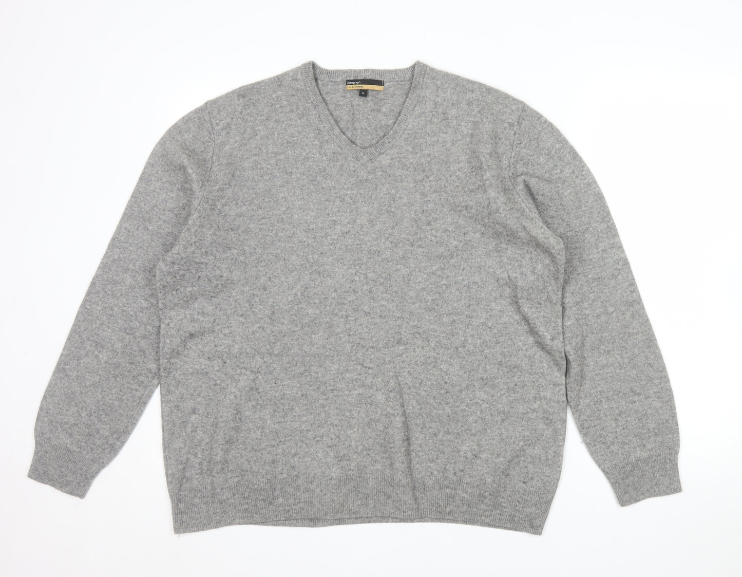 Marks and Spencer Men’s Grey XL Pure Cashmere V-Neck Jumper