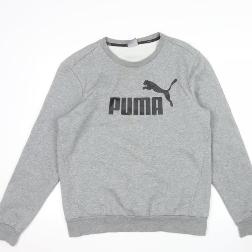 Puma Men's Grey Crew Neck Pullover Logo Sweatshirt Size M