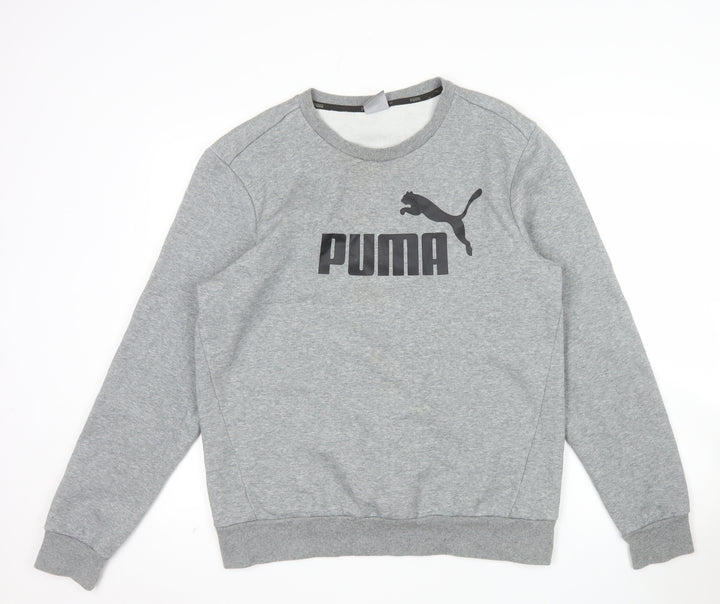 Puma Men's Grey Crew Neck Pullover Logo Sweatshirt Size M