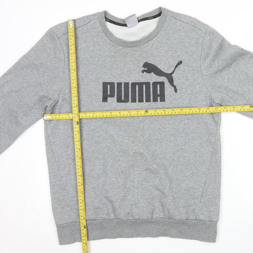 Puma Men's Grey Crew Neck Pullover Logo Sweatshirt Size M