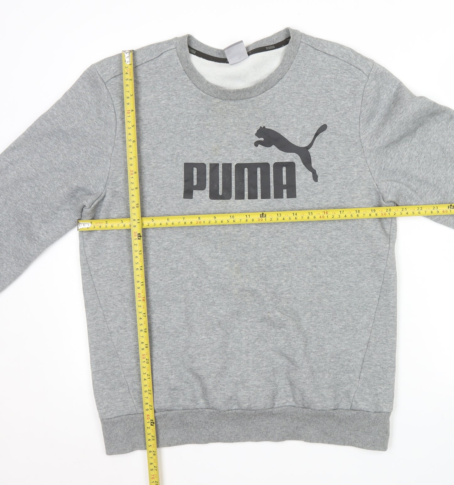 Puma Men's Grey Crew Neck Pullover Logo Sweatshirt Size M