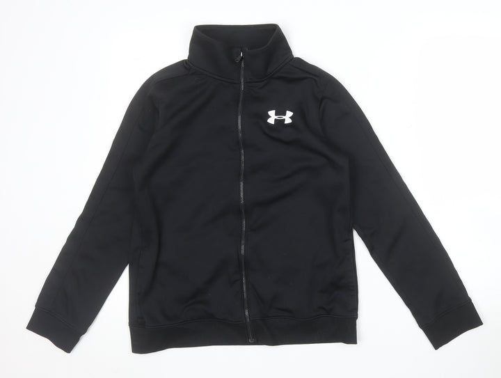 Under Armour Boys Black YLG Track Jacket Full Zip Polyester Activewear