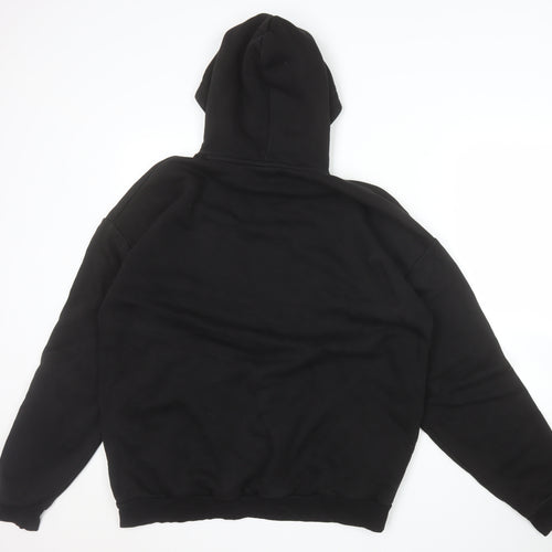 FSBN Womens Black Relaxed Fit Pullover Hoodie Size L Chaotic System Logo