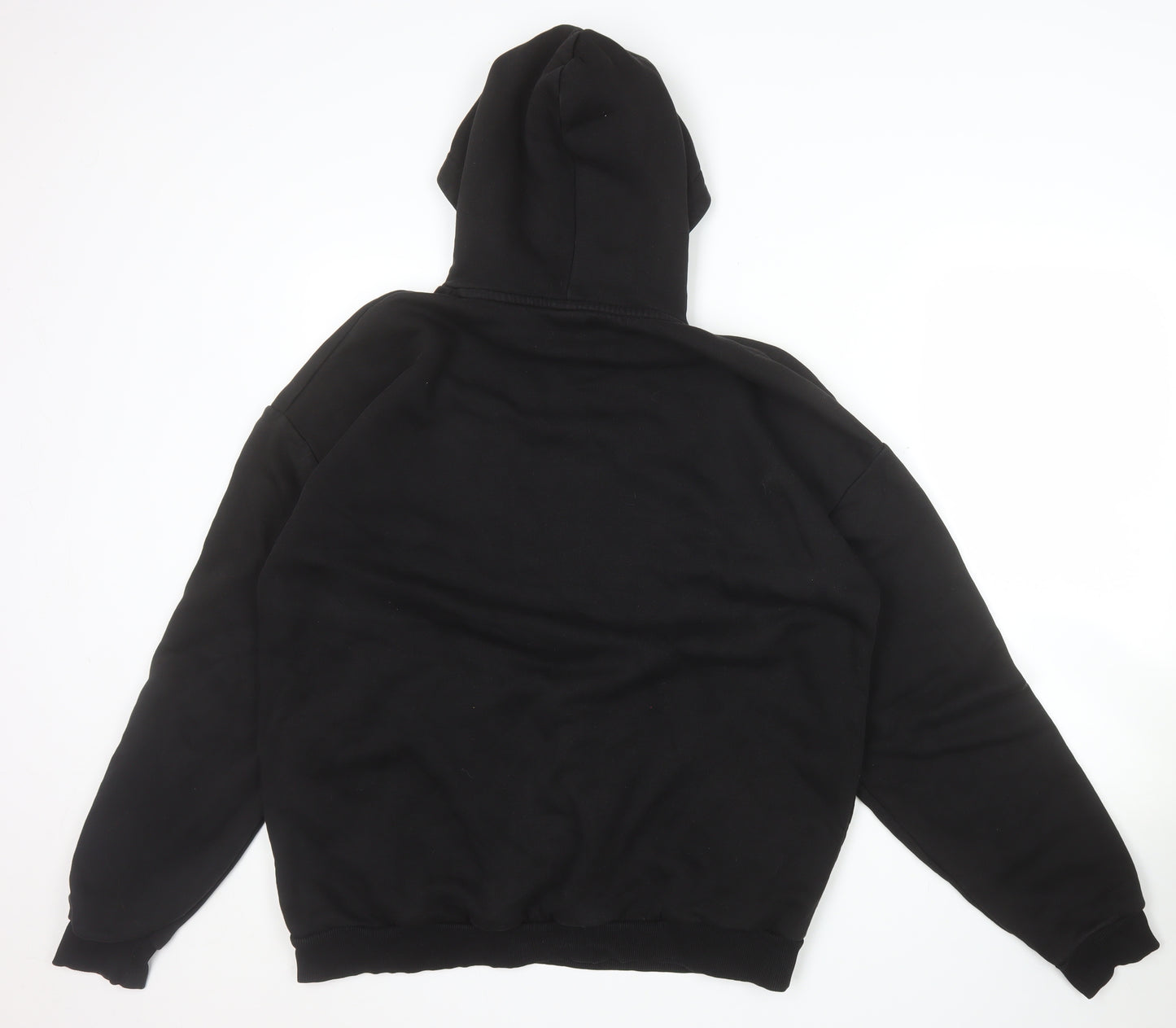 FSBN Womens Black Relaxed Fit Pullover Hoodie Size L Chaotic System Logo