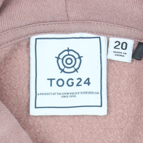 TOG24 Womens Mauve Pink Full Zip Hoodie Size 20 Cotton Blend