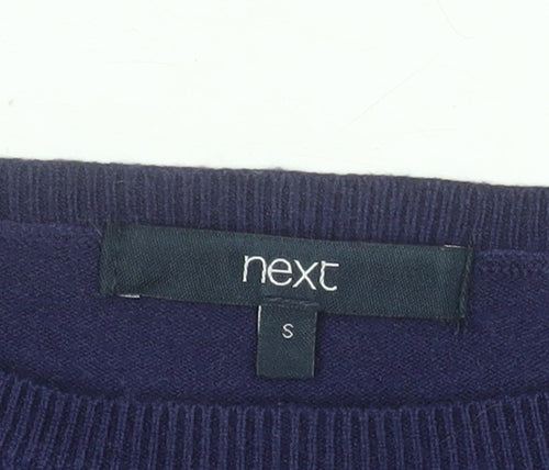 Next Womens Blue Heart Stripe Crew Neck Knit Jumper Size S