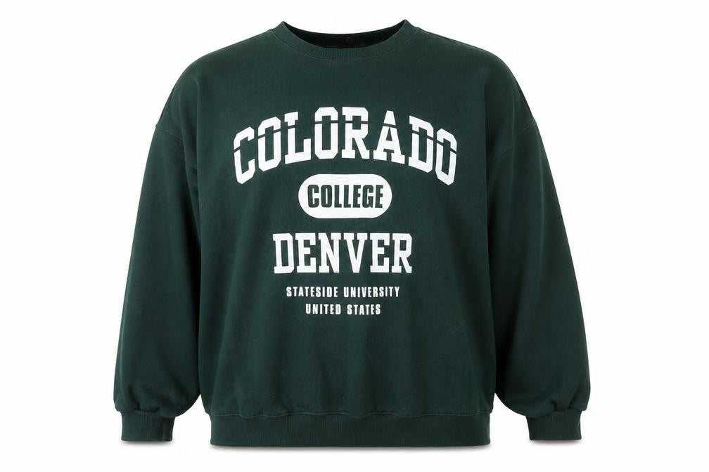 Front view of H&M Divided Men's Green College Logo Pullover Sweatshirt L