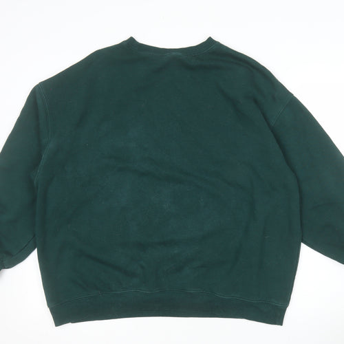 H&M Divided Men's Green College Logo Pullover Sweatshirt L
