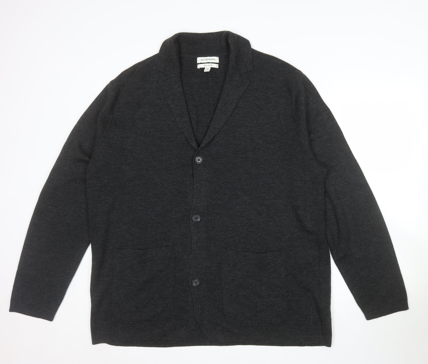 Marks and Spencer Autograph Men’s Grey 2XL Wool Blend Button Cardigan