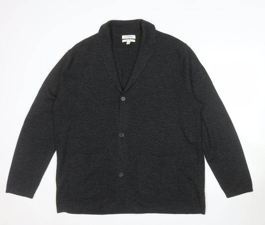 Marks and Spencer Autograph Men’s Grey 2XL Wool Blend Button Cardigan