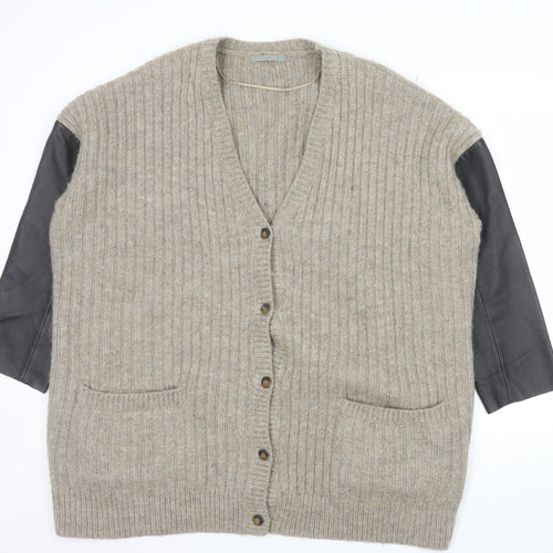 COS Womens Beige Wool Mohair Relaxed Cardigan L