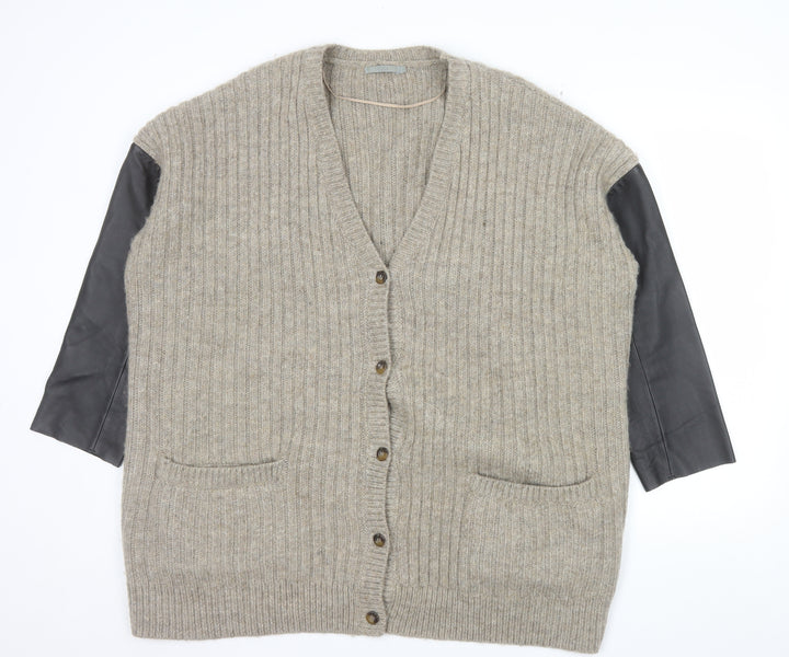 COS Womens Beige Wool Mohair Relaxed Cardigan L