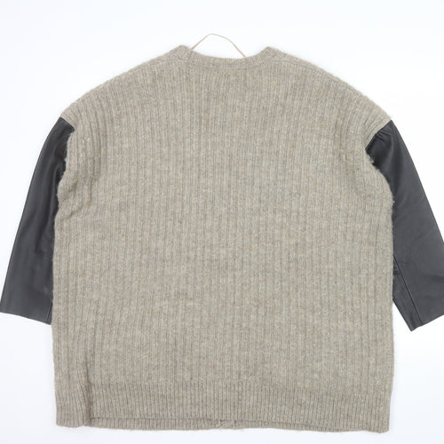 COS Womens Beige Wool Mohair Relaxed Cardigan L