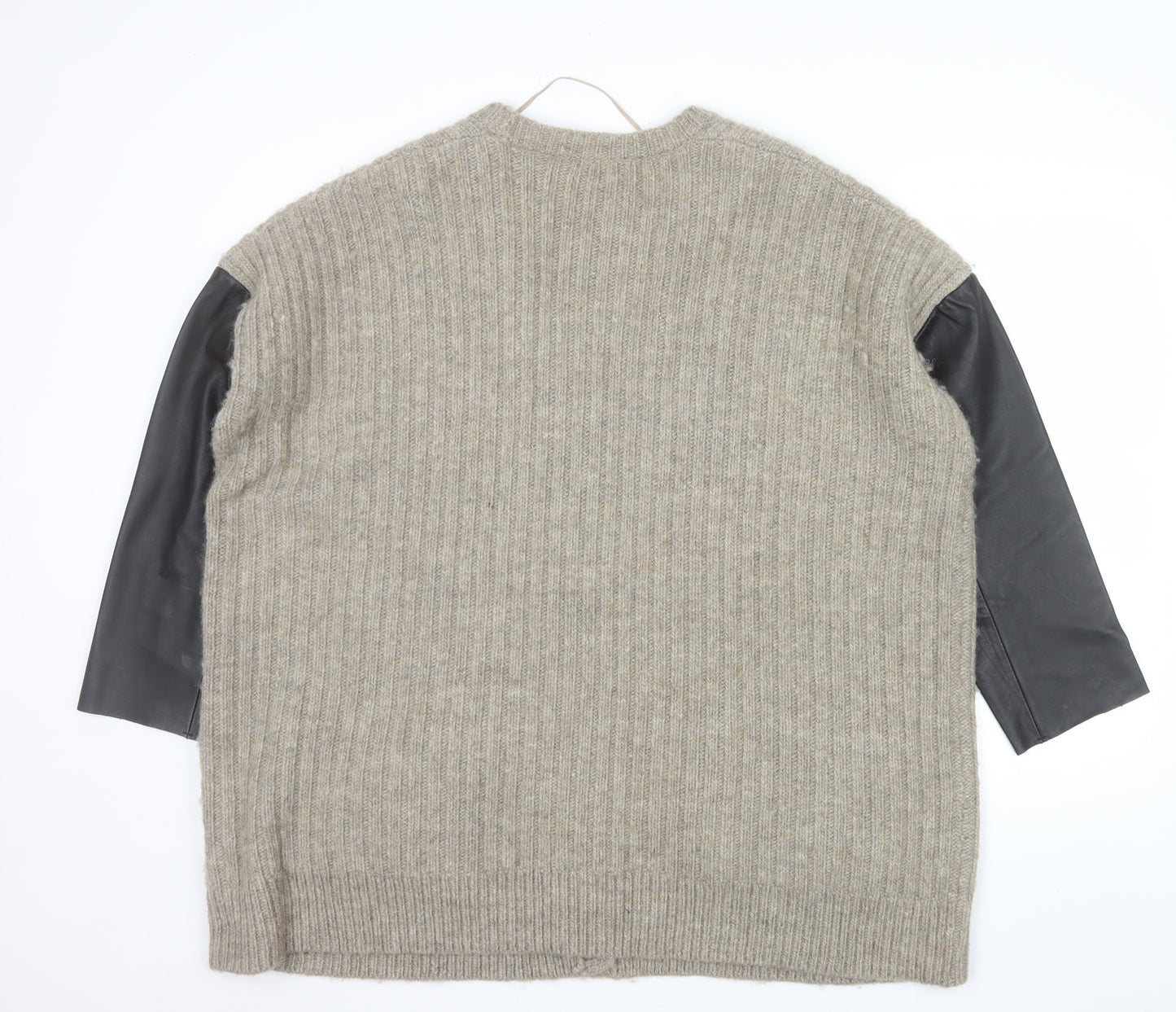 COS Womens Beige Wool Mohair Relaxed Cardigan L