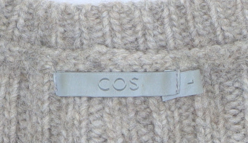 COS Womens Beige Wool Mohair Relaxed Cardigan L
