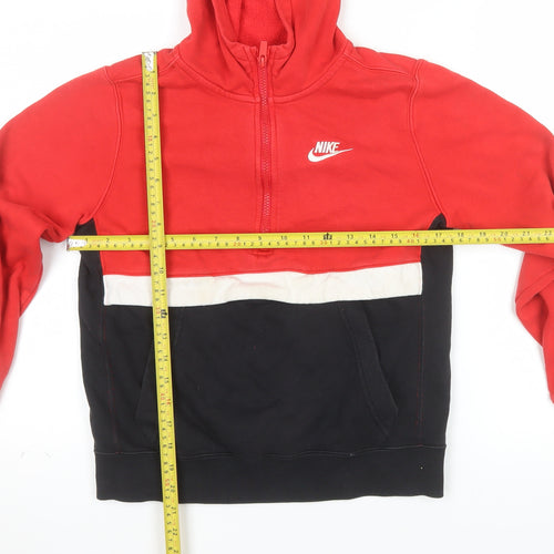 Nike Boys Red Black Colourblock Half Zip Hoodie Size 158cm Standard Fit