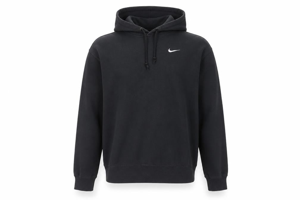 Front view of Nike Men's Black Pullover Hoodie Medium Fleece Logo Sportswear