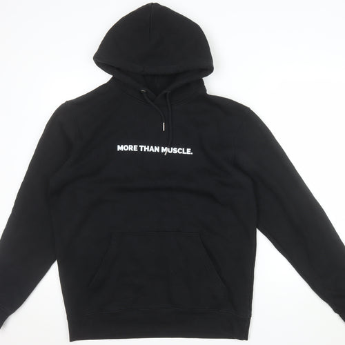 Make Thread Mens Black L Pullover Hoodie More Than Muscle