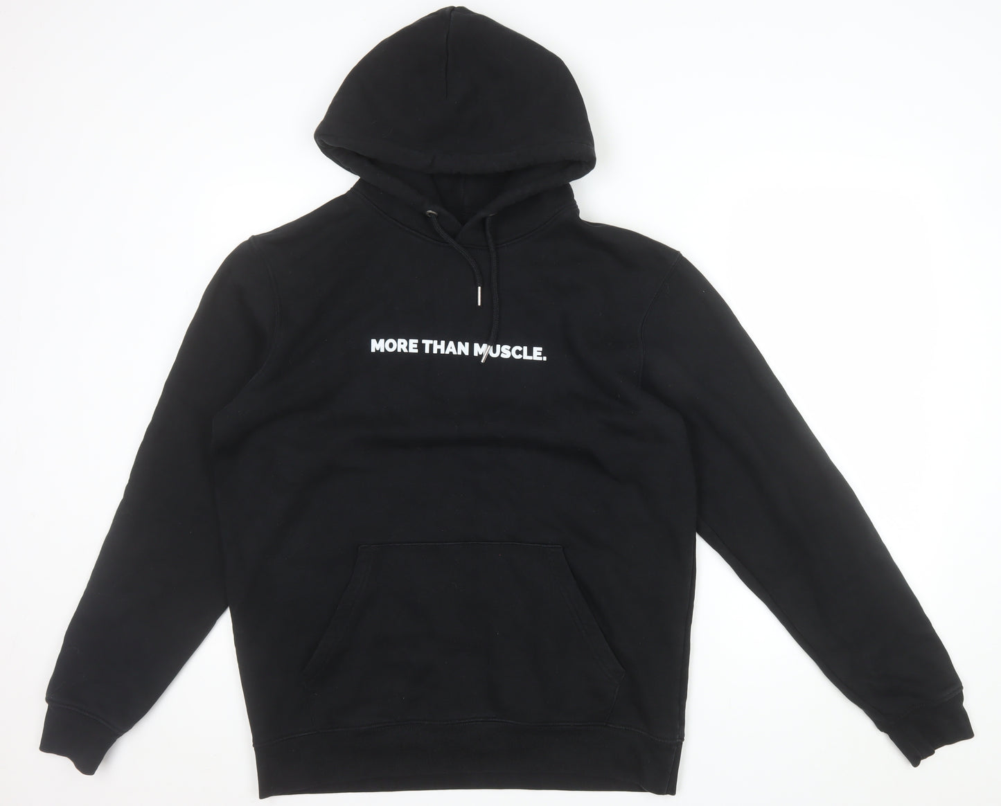 Make Thread Mens Black L Pullover Hoodie More Than Muscle