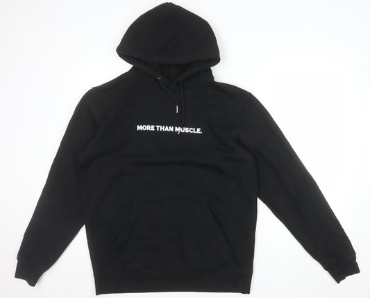 Make Thread Mens Black L Pullover Hoodie More Than Muscle