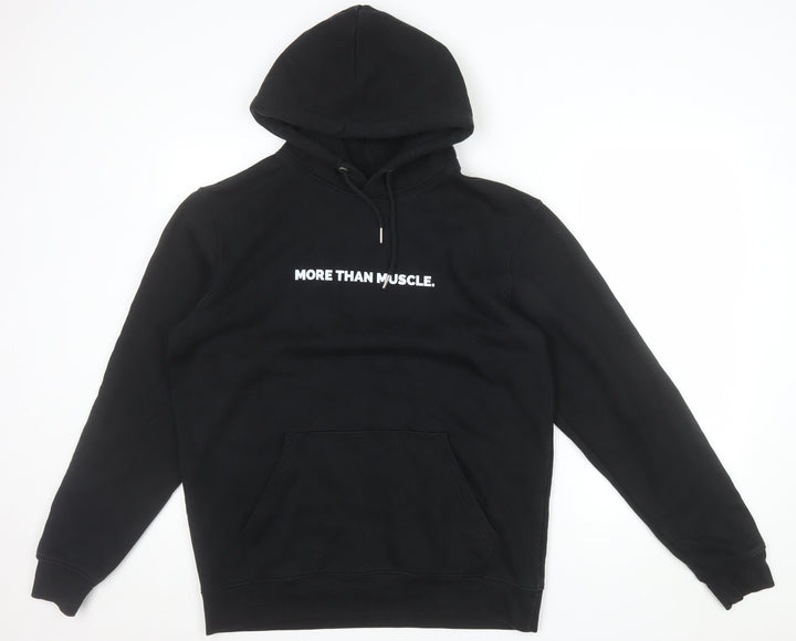 Make Thread Mens Black L Pullover Hoodie More Than Muscle