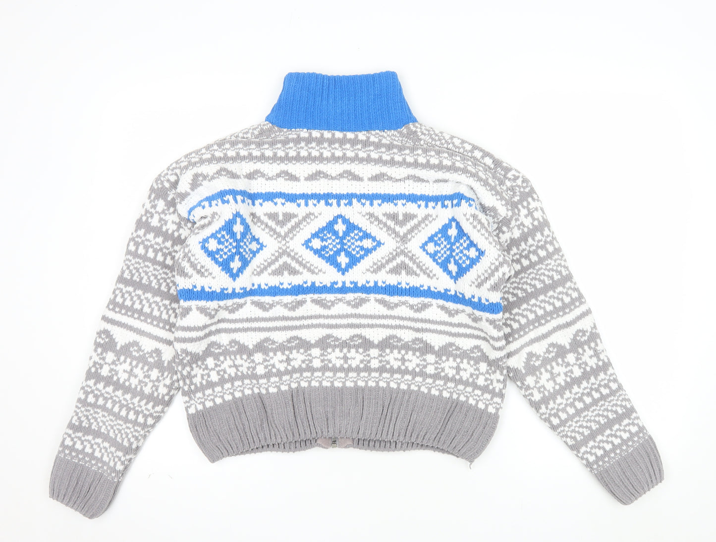 Urban Outfitters Women’s Grey Fair Isle Full Zip Jumper Size S