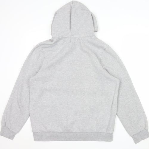 River Island Men's Grey Pullover Hoodie L Logo Fleece