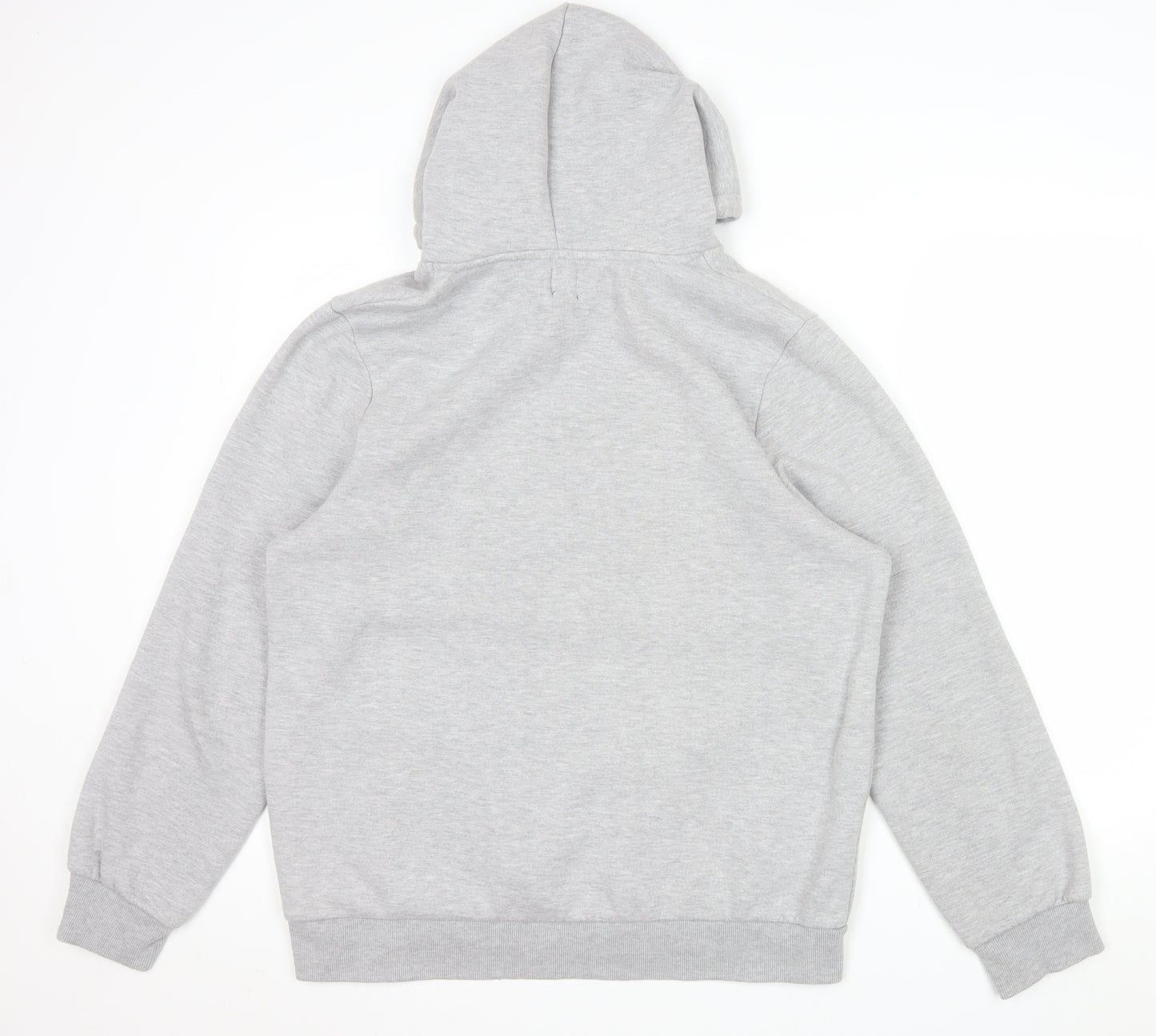 River Island Men's Grey Pullover Hoodie L Logo Fleece