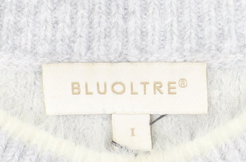 Bluoltre Women's Grey Heart Knit Crew Neck Pullover Jumper Size S
