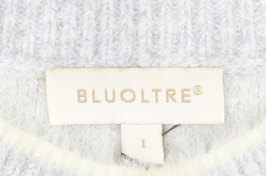 Bluoltre Women's Grey Heart Knit Crew Neck Pullover Jumper Size S