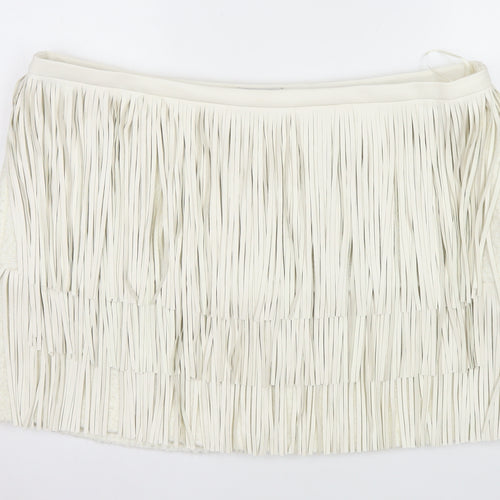 Marks and Spencer Womens Ivory Fringe Mini Skirt Size 24