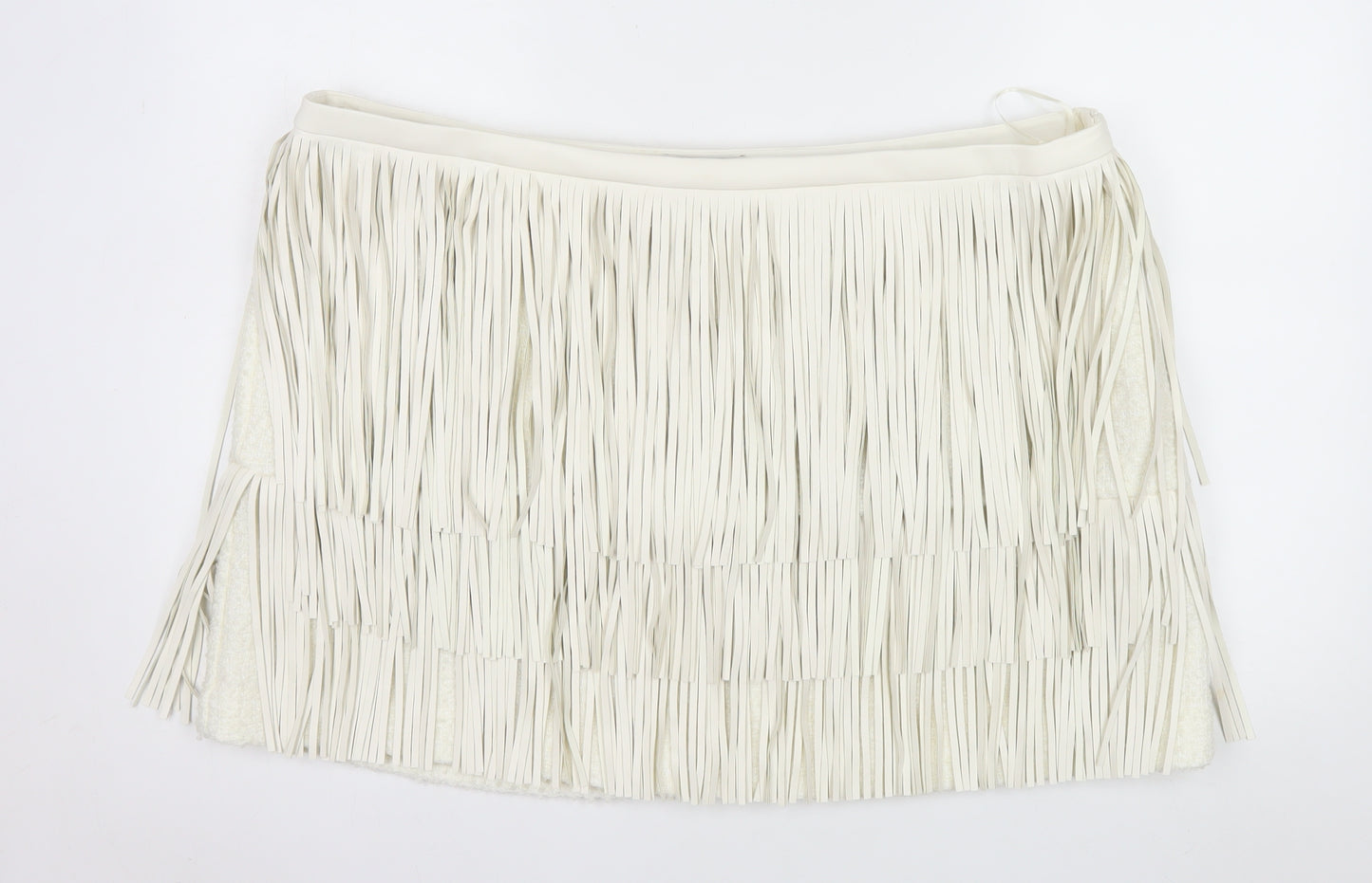 Marks and Spencer Womens Ivory Fringe Mini Skirt Size 24