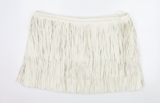 Marks and Spencer Womens Ivory Fringe Mini Skirt Size 24