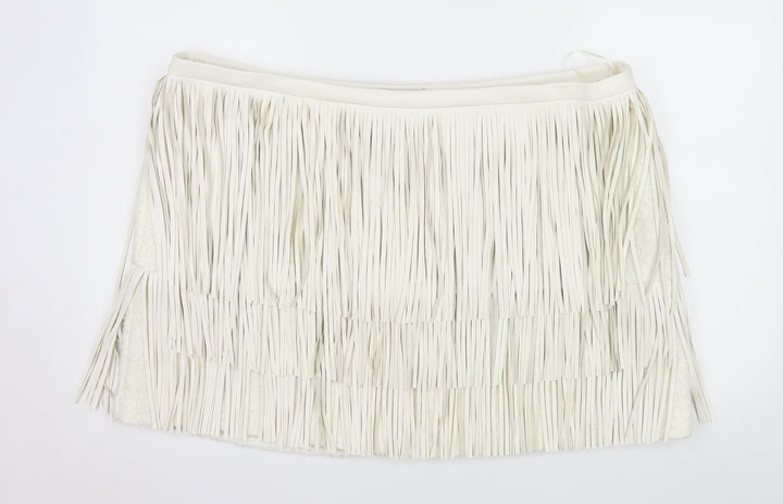 Marks and Spencer Womens Ivory Fringe Mini Skirt Size 24