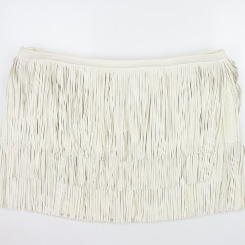 Marks and Spencer Womens Ivory Fringe Mini Skirt Size 24