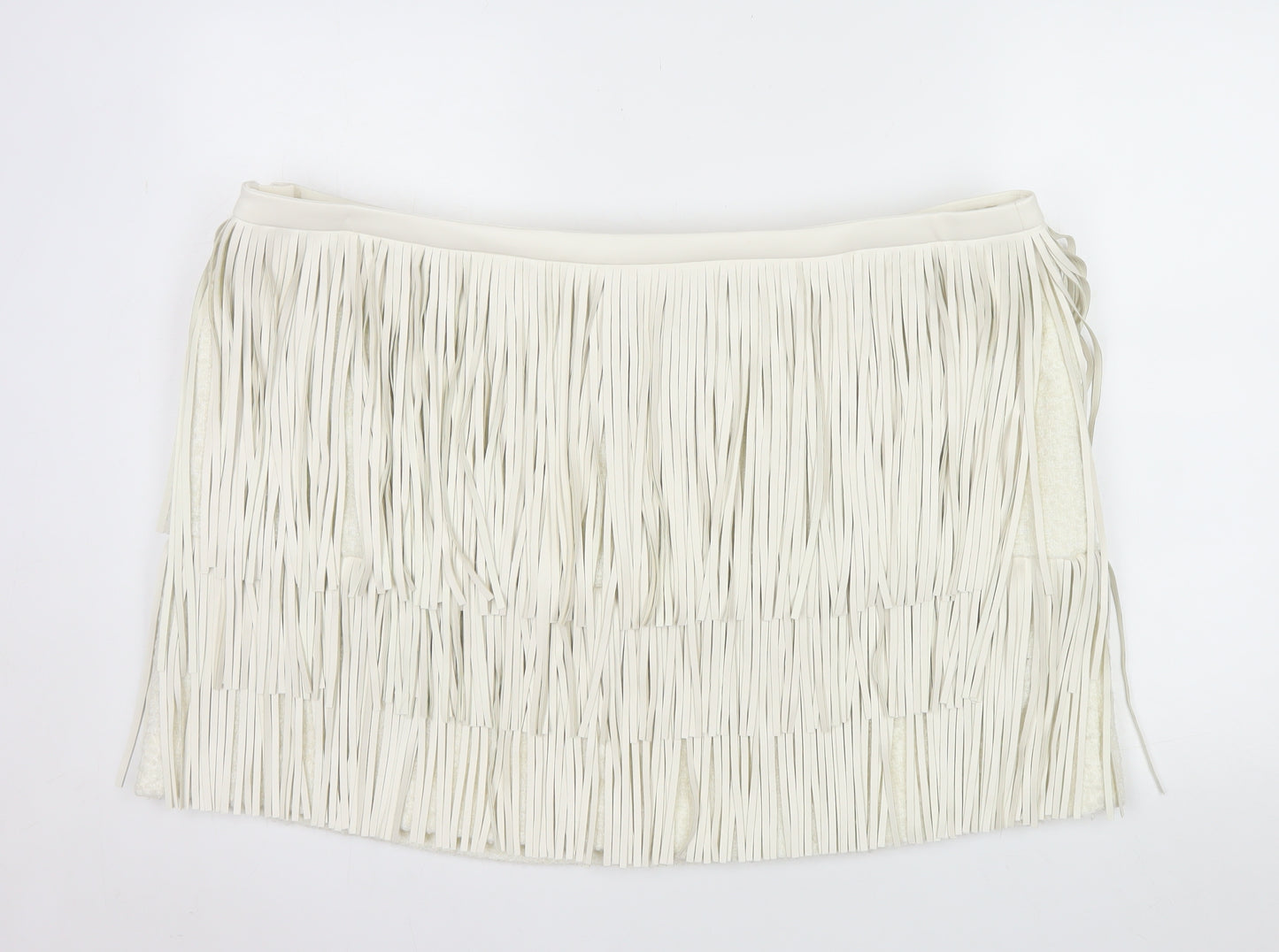 Marks and Spencer Womens Ivory Fringe Mini Skirt Size 24
