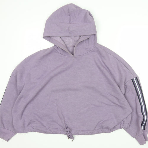 Marks and Spencer Women Purple XL Pullover Hoodie with Stripe Detail