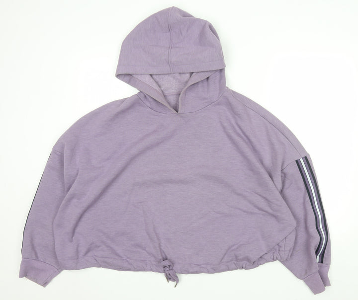 Marks and Spencer Women Purple XL Pullover Hoodie with Stripe Detail