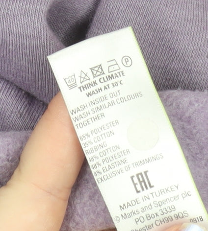 Marks and Spencer Women Purple XL Pullover Hoodie with Stripe Detail
