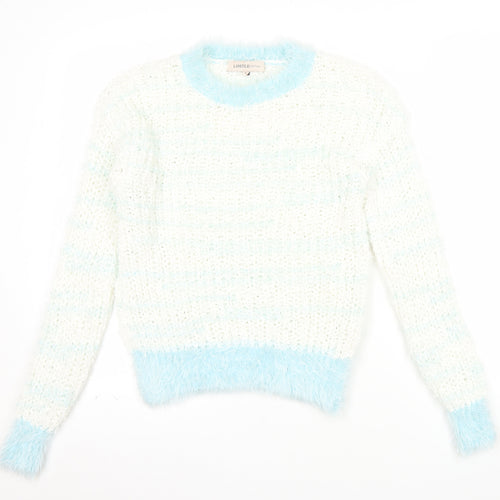 Marks and Spencer Women’s White Blue Chunky Knit Pullover Jumper Size 6